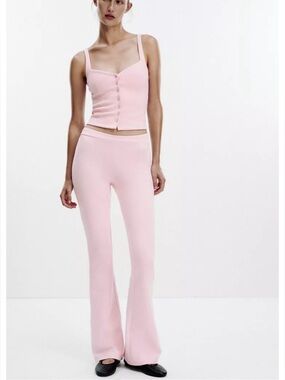 Zara Light Pink Flare Knit Pants